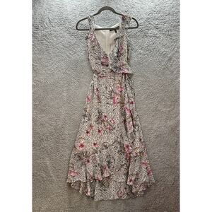 White‎ House Black Market Size 0 Maxi Dress Floral Animal Print Flowy Party